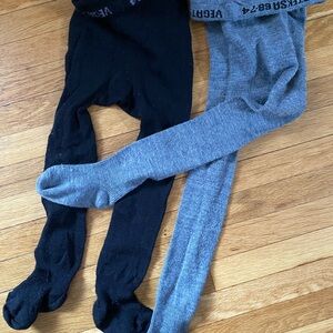 Merino Wool toddler tights 1-2yo in grey and black